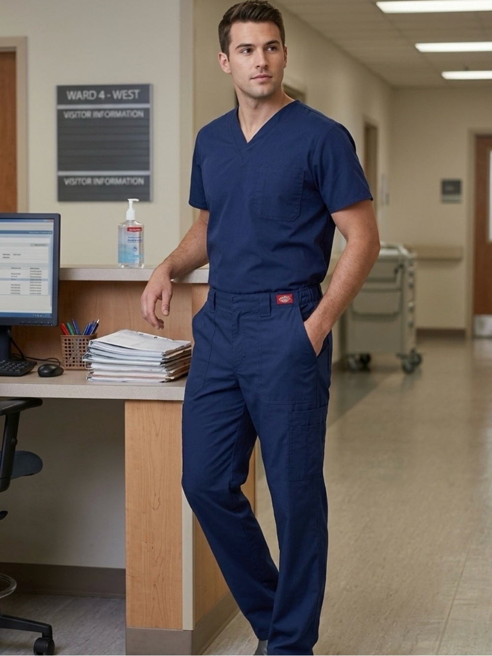 Dickies Scrub Pants Navy Blue NYPS Men’s Sz M Medical Workwear Professional